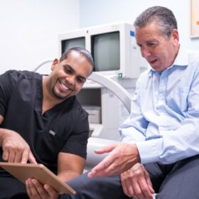 What kind of doctor do I see for back pain? At Pain Treatment Specialists, this type of back doctor is called an interventional pain doctor. This type of doctor relieves lower back pain conditions such as sciatica, herniated discs, or osteoarthritis with minimally invasive treatments that provide long-lasting back pain relief.